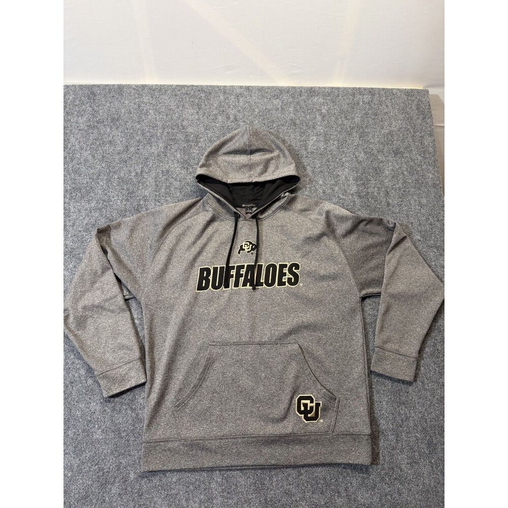 Champion Elite Colorado Buffaloes CU Hoodie Mens Large Gray Pullover NCAA